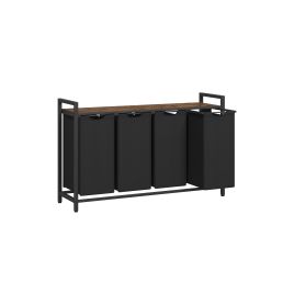 Laundry Basket - FINNA 4 Compartment Rustic Brown and Black