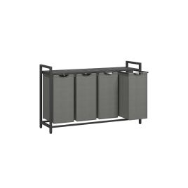 Laundry Basket - FINNA 4 Compartment with Divider - Black and Slate Grey
