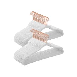 Set of 50 Velvet Hangers White and Rose Gold