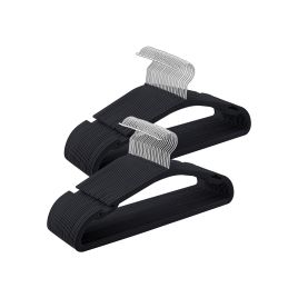 Velvet Hangers - LUMZA Set of 50 Non-Slip Shoulder Notches - Black