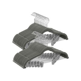 Velvet Trouser Hangers - ZARVAS Set of 30 with Clip - Slate Grey