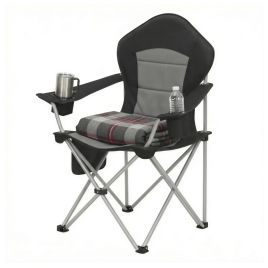 DENWELL Folding Camping Chair with High Back and Wide Seat - Black