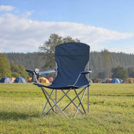 Camping Chairs - FIORIA Heavy Duty Folding Outdoor Chairs with Cup Holder - Blue