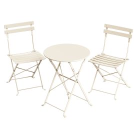 DALDALE 3-Piece Folding Patio Bistro Furniture Set - Beige