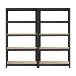 ASXENU Set of 2 Steel Shelving Units 5 Tier - Black