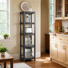 Shelving Unit - FIORIA 5 Tier Storage Unit - Greige and Black