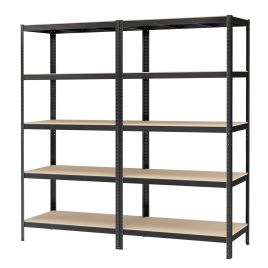 BACASE Set of 2 Garage Shelving Units 5 Tier - Black