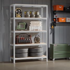 Shelving Unit - FIORIA 5 Tier Steel Storage - Grey