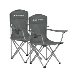 Camping Chairs - ORARAE Folding Set of 2 with Cup Holder - Slate Grey