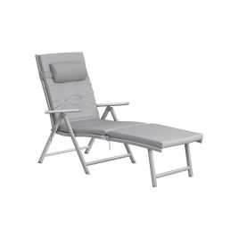 Sun Lounger - ORARAE Foldable with 6 cm Mattress - Grey