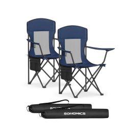 Camping Chairs - ORARAE Set of 2 with Adjustable Armrests and Cup Holder - Harbor Blue
