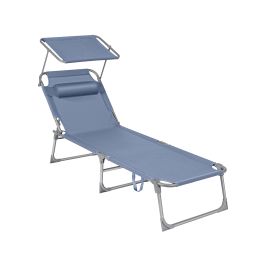 Sun Lounger - SERRIA Foldable Lounger with Headrest - Blue