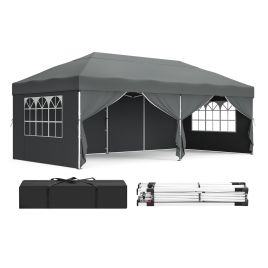 ELDCLIFF Pop Up Gazebo with 6 Sides for Garden and Patio with UV Protection - 3m x 6m - Dark Grey