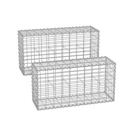 Gabion Cage - MARNIA Metal Stone Cage 100 x 50 x 30 cm - Silver