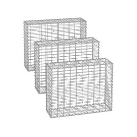 Gabion Cage - SOLZA Metal Stone Cage 100x80x30cm - Silver