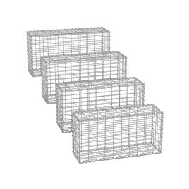 Gabion Cage - VELRAH Metal Stone Cage - 100 x 50 x 30 cm - Silver