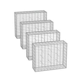 Gabion Cage - VELRAH Metal Stone Cage - 100 x 80 x 30 cm - Silver