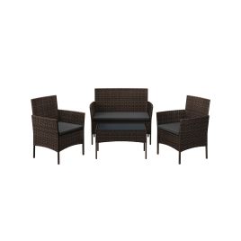 Patio Furniture - SERNZA Polyrattan Outdoor Set of 3 - Black