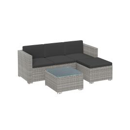 Garden Furniture Set - SERNZA PE Rattan Outdoor Seating - Dark Grey