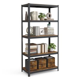 BABEBE Shelving Unit with Adjustable Shelves - Rustic Brown and Black