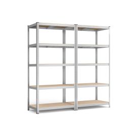 Shelving Units - TARLIA Set of 2 Heavy Duty Steel Shelving - Silver