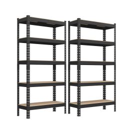 Shelving Units - VELTA Set of 2 5 Tier Storage 875 kg Load 30 x 75 x 150 cm - Black