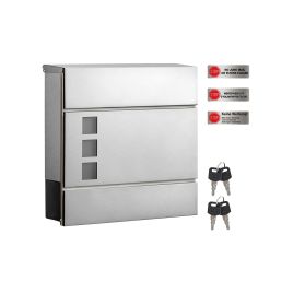 Post Box - NOVRAH Modern Stainless Steel with Newspaper Holder - Grey