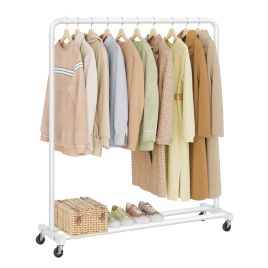 BEKYLE Clothes Rack with Wheels - Matte White