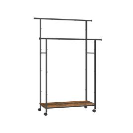 Clothes Rack - FIONIA Double-Rod Rustic Brown and Black