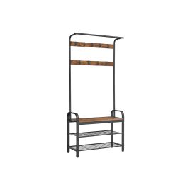 183cm Coat Rack Rustic Brown and Black