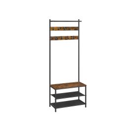 Coat Rack - VELRO Shoe Storage - Rustic Brown and Black