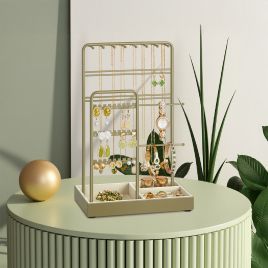 BLNYRI Jewellery Display Stand with Tray - Green