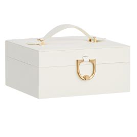 BLRYKU 2 Layer Jewellery Box with Handle - Cream White