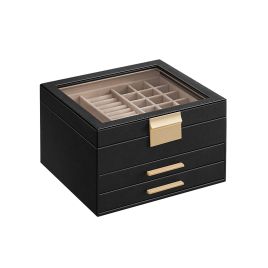 Jewellery Organiser - SOLNZA 3-Layer with 2 Drawer - Black