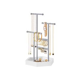 Jewellery Stand - AVOLIA 3 Tiers Metal Frame with Tray - Dove Grey and White
