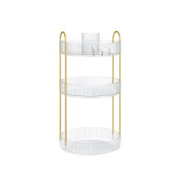 Makeup Organizer - LUMDA 3 Tier Rotating Organizer - Transparent Gold