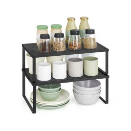 Spice Rack - ORARIA Stackable Expandable Cupboard Organizer Set of 2 - Black