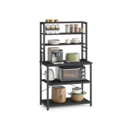 Kitchen Storage Rack - SOLRA 40 x 80 x 167 cm Shelving Unit with Wheels - Charcoal Grey