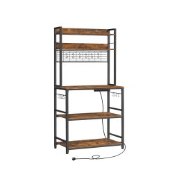 Kitchen Storage Rack - SOLRA 80 cm Wide Rustic Brown Storage Rack