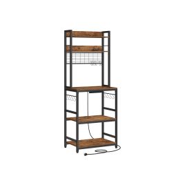 Kitchen Storage Rack - SOLRA With Power Outlet - Brown