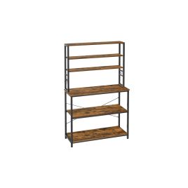 Kitchen Storage Rack - SOLRA Microwave Shelf Rustic Brown and Black
