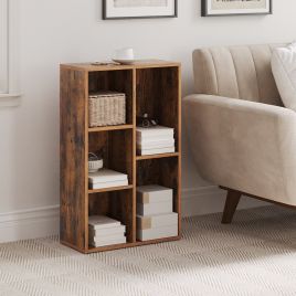 Kids Bookcase - VERRA 5 Compartment Bookshelf Rustic Brown