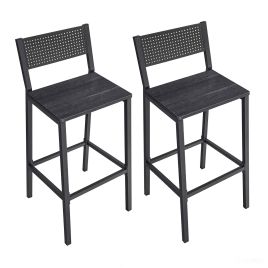 CHLULI Set of 2 Industrial Bar Stools - Grey and Black