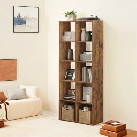 Shelving Unit - VERRA 10-Cube Bookcase Storage - Camel Brown