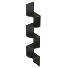 CLLISA 5 Tier Floating Corner Bookcase - Black