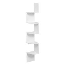 CLLISA 5 Tier Floating Corner Bookcase - White