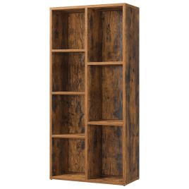 CLLYMY 7 Compartment Bookcase - Rustic Brown