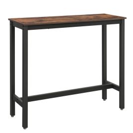 CRMEXU Narrow Bar Table - Rustic Brown and Black