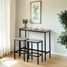 Dining Table Set - VERRA Bar Table and Stools Kitchen - Heather Greige