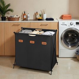 CRRICA 3 Section Laundry Basket 135L - Black